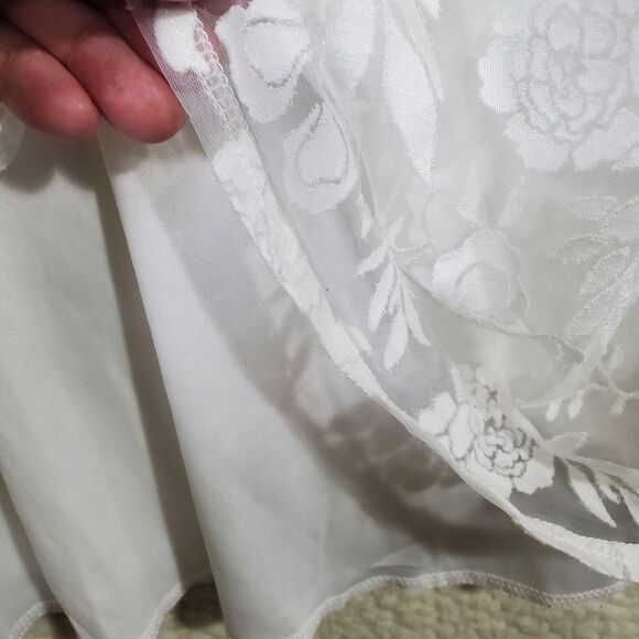 Siren Lily White Floral Lined Sheer Lace 3/4 Sleeve Open V Neck Blouse 2X - Picture 5 of 16